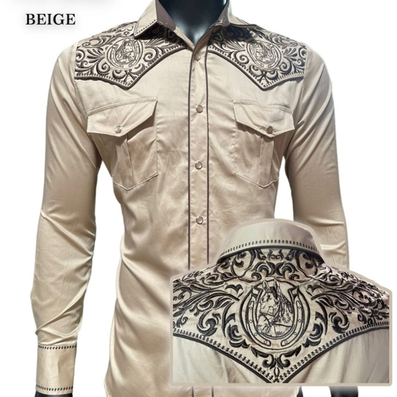 Camisa Bordada Estilo Vaquero Para Hombre - Picture 2 of 2
